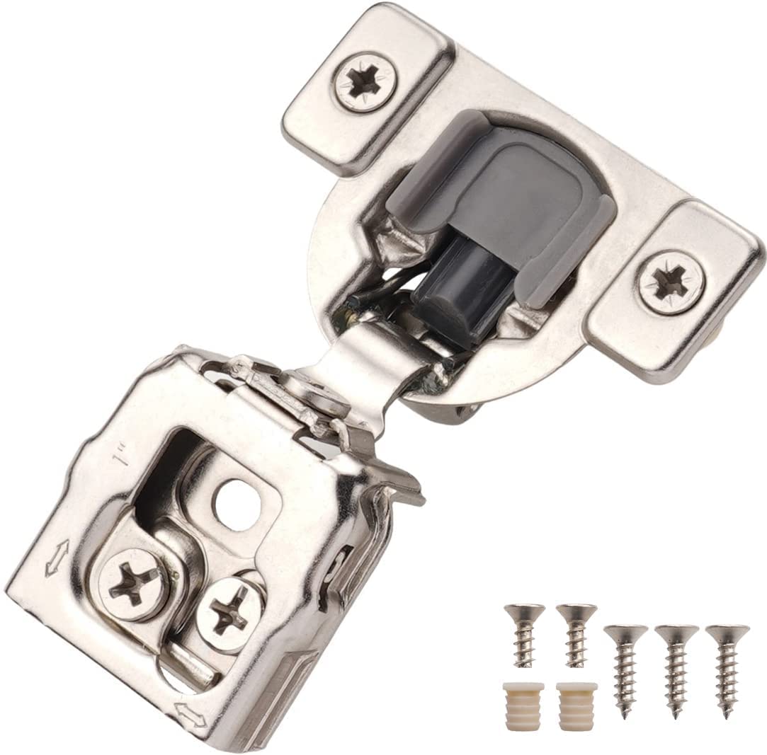Photo 1 of DecoBasics 40 Pack 1" Overlay Soft Close Cabinet Hinges - Satin Nickel, Face Frame, Steel, Gold with Built-in Soft Close Hinges Damper - 3 Way Adjustability