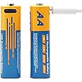 SZEMPTY Lithium 1.5V Rechargeable Batteries AA, Li-ion USB AA Battery 2600mWh with 2 in 1 Type C Charging Cable,Quick Charge in 2 Hours, Pack of 2