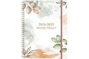 HEVEBOIK 2024-2025 Monthly Planner - 18 Monthly Calendar, July 2024 - December 2025, Two Pages Per Month, 9" x11" Planner with Tabs, Strong Twin-Wire Binding, Inner Pocket, Rose Leaf