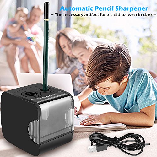 image for Electric Pencil Sharpener, AOFU USB Double Hole Battery Operated Heavy