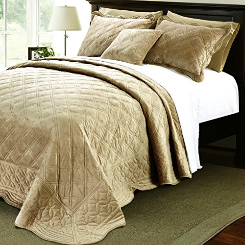 Home Soft Things Supersoft Bedspread & Coverlet Set, 110" x 120", Taupe  LAVORIST