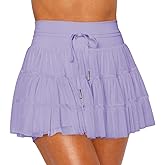 TYHOTULY Women Athletic Tennis Mini Skorts with Pockets Flowy Ruffle Tiered Short Skirt Preppy Summer Cute Pleated Skirts