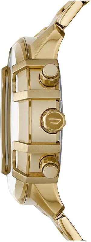 Relógio griffed para homens, movimento cronógrafo de quartzo com bracelete em aço inoxidável, tom dourado e grafite, 48 mm