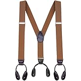 Buyless Fashion Butten End Suspenders for Men - 48" Adjustable Straps 1 1/4" - Y Shape
