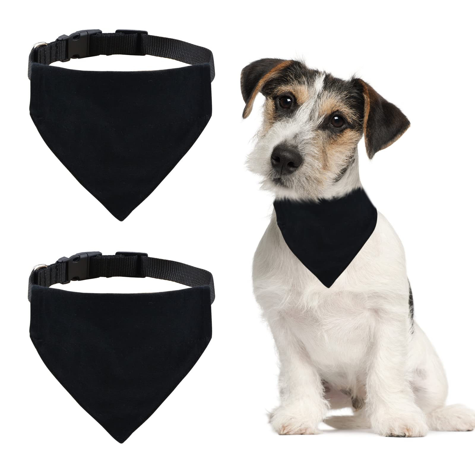 HACRAHO Sublimation Dog Bandanas, 2 Pieces Black Dog Sublimate Bandana with Release Buckle Blank Dog Kerchief Bandanas with Collar for Medium Large Dogs, L