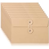 10 Pcs Brown Envelope 6.7x4.5 In Vintage Manila Envelope Inter Office Envelopes Document Organizer Pockets Project Pocket Envelopes with String Closure and Button for Mail Invitation Postcard Bills