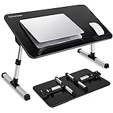 PrimeCables Adjustable Laptop Bed Table - 5 Heights/3 Angles | Foldable Lap Desk for Couch, Sofa & Standing Work | Sturdy Non