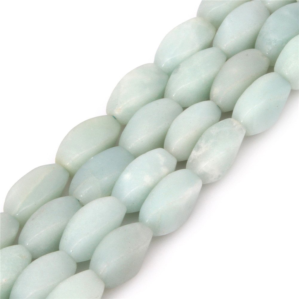 Sweet & Happy Girl's Store 8x16mm Twist Gemstone Pure Amazonite Beads Strand 15 Inch Jewellery Making Beads