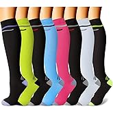 CHARMKING Compression Socks for Women & Men Circulation (8 Pairs) 15-20 mmHg is Best Support for Athletic Running,Cycling