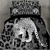 Leopard 4Pcs Animal Print Duvet Cover Comforter Queen Size Bedding Set