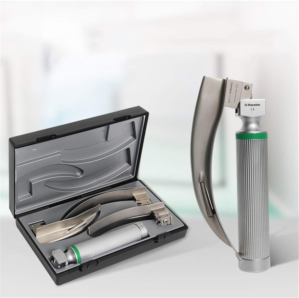 WSN LED Fiber Optic Laryngoscope Set with 3 Blades Handle and Case