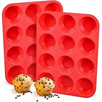 FUNBAKY Silicone Muffin Pan, European LFGB 12 Cups Cupcake Pan, 2-Pack Muffin Tin for Muffin, Cupcake, Fat Bomb, Egg Muffin, 
