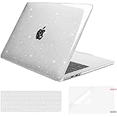 MOSISO Compatible with MacBook Pro 13 inch Case M2 2026, 2025, 2024-2016 A2338 M1 A2251 A2289 A2159 A1989 A1708 A1706, Glitter Sparkly Plastic Hard Shell&Keyboard Cover&Screen Protector, Transparent