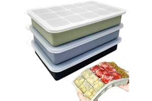 3.5cm Large Ice Cube Trays Moulds 3 Pack with Lids Food Grade Silicone Reusable