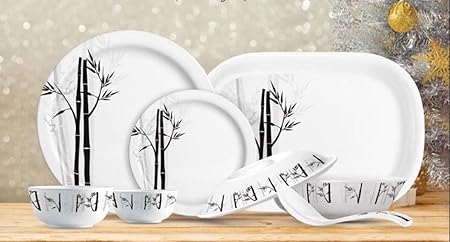Famacart Round Melamine Dinner Set 31-Pieces Serving Set, Lissome