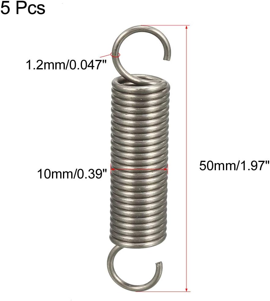 sourcing map Extended Tension Spring Wire Diameter 0.047", OD 0.39" - Image 3