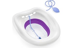 Soothic Sitz Bath for Toilet Seat, Sitz Bath for Postpartum Care and Hemorrhoids, Upgraded Collapsible Sitz Baths with Flusher, Wider Seating Area, Deeper Bowl, Drain Holes, Purple