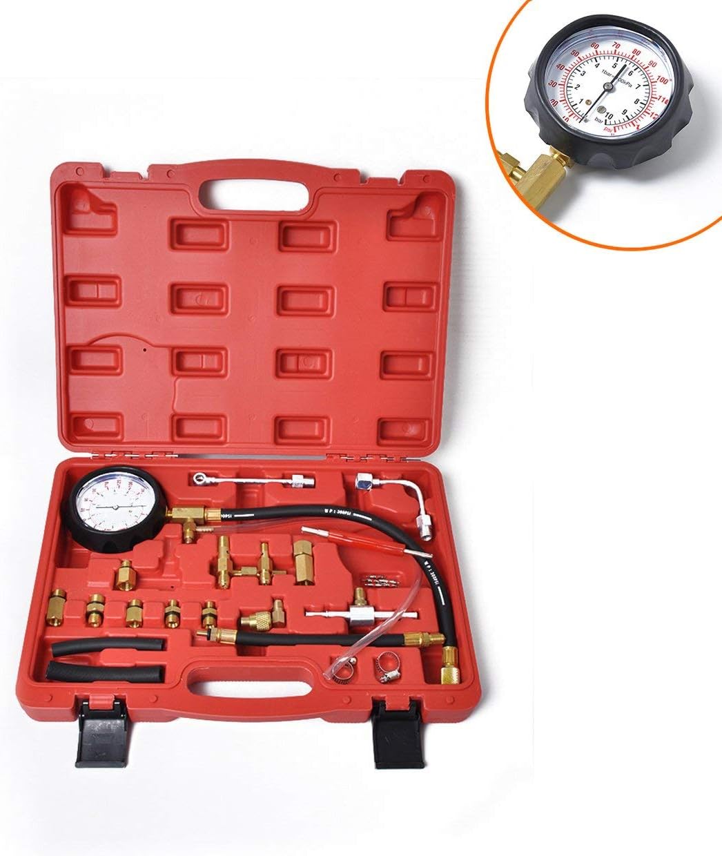MXECO Fuel Injection Pressure Detection Board + Fuel Gauge + Fuel Detection Tool + Valve Core + Removal Tool