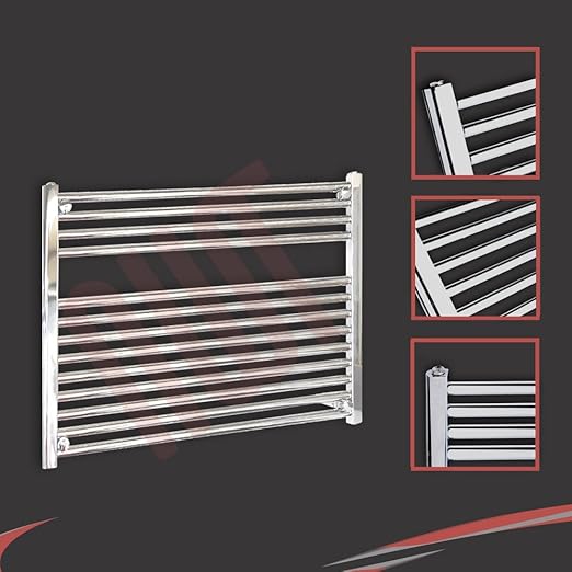 900mm(w) x 600mm(h) Straight Chrome Heated Towel Rail, Landscape