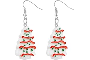 PEALICIOUS Christmas Earrings for Women Cute Cat Earings Christmas Tree Cakes Accessories Gingerbread House Earrings Dangling Pink Xmas Gifts Matching Womens Xmas Costume Holiday Jewelry