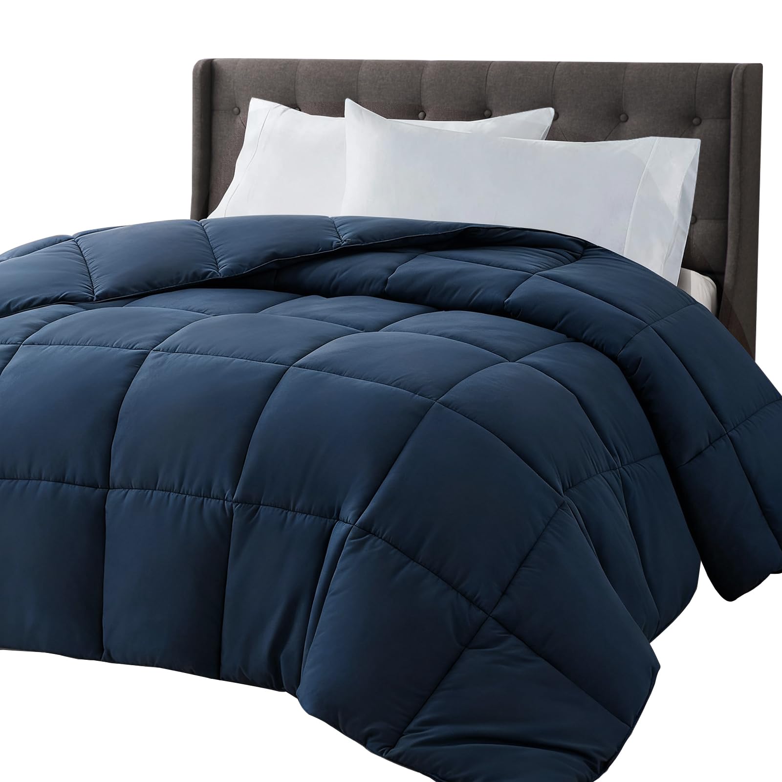 COHOME Comforter - Down Alternative Duvet Insert - All-Season Warm Comforter (Dark Blue, California King Comforter) Image