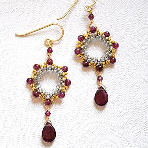 Natural Rhodolite Garnet Earrings, Artisan Handcrafted in 14K Gold Filled