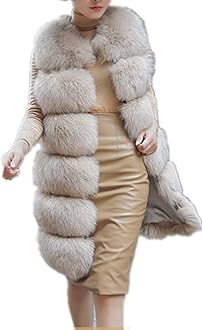 Lisa CollyWomen's Faux Fox Fur Coat Jacket Winter Sleeveless Faux Fur Vest Outwear
