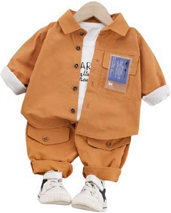 Amazon コート トレーナー ズボン 男の子 3点セット 無地 オレンジ かっこいい 子供服 1 4歳 80cm 90cm 100cm 110cm キッズ ボーイズ 上下セット 柔らかい 肌触り良い 春秋服 カジュアル おしゃれ コート ジャケット 通販