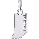 Jewels By Lux Sterling Silver Unisex American States Indiana Charm Pendant