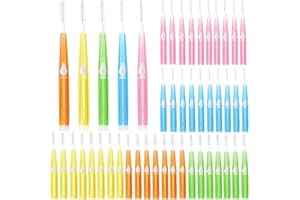 50 PCS Interdental Brush, Push-Pull Dental Floss Picks Soft Bristles Braces Brushes Toothpick Tooth Flossing Cleaning Tools,5