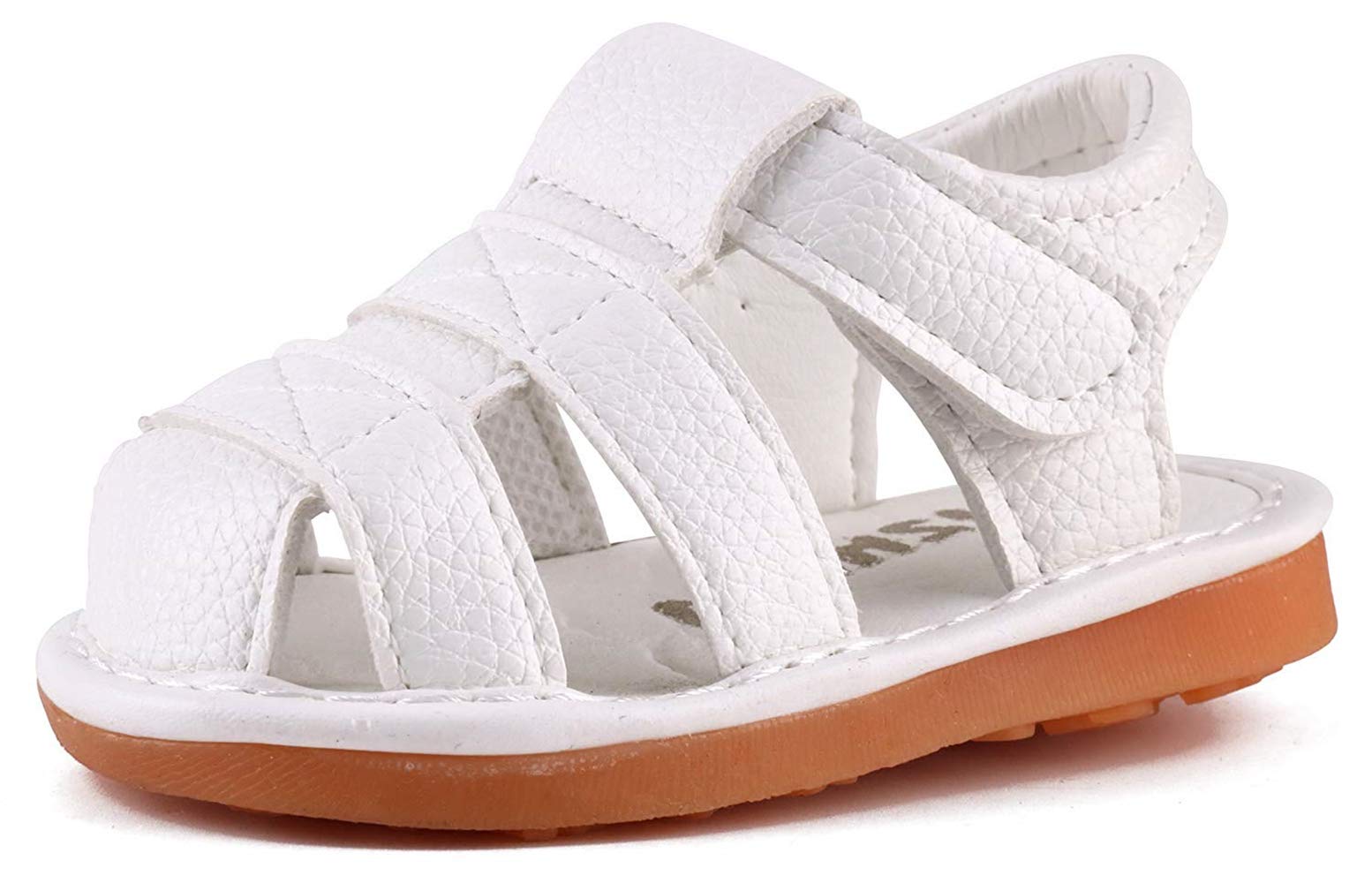 WILLFUNBaby Boy Girl Summer Infant Squeaky Sandals Premium Rubber Sole Closed-Toe Non-Slip Shoes Toddler First Walkers