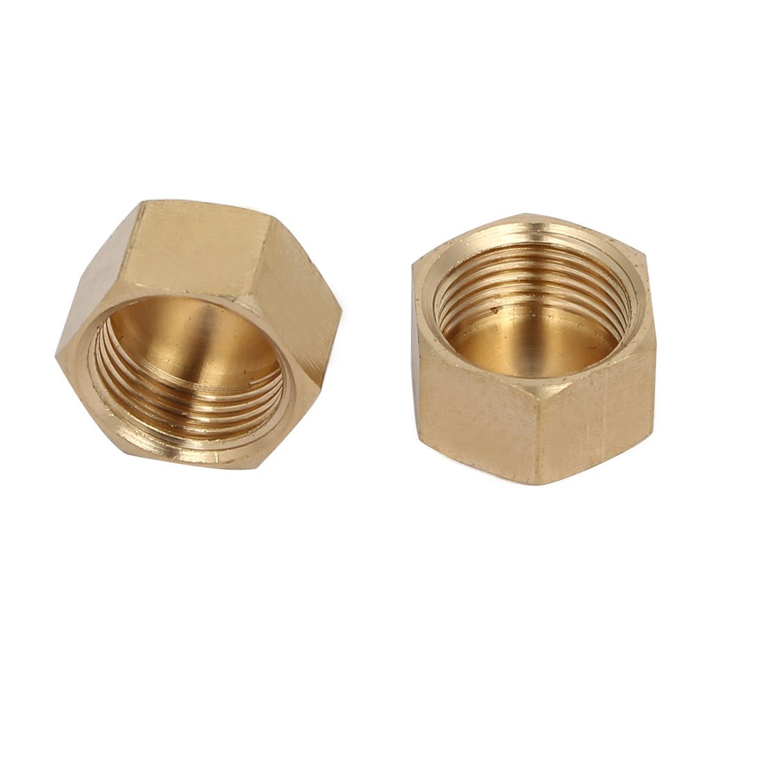 sourcingmap 3/8BSP Female Thread Brass Hex Head Pipe Cap Cover Fitting, for Garden and Outdoor Water Pipes Nozzle Joints, 2pcs