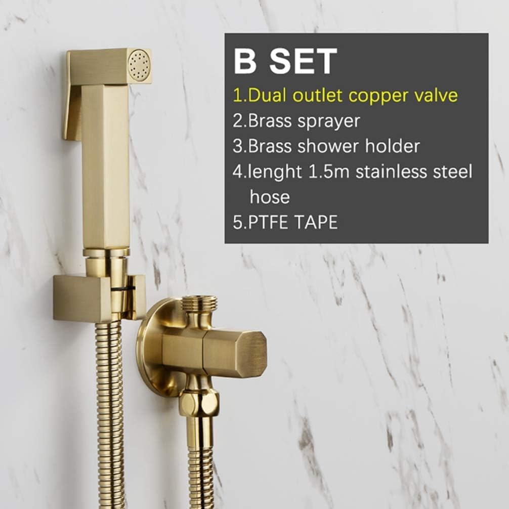 Sprayer Handheld Bidet Brass Douche Set Shattaf Toilet Square Sprayer Gold Copper Faucet Set Shower Faucet, B