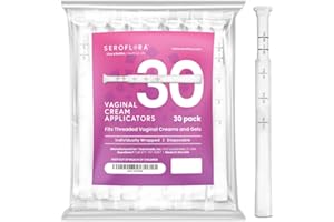 SEROVERA Seroflora Disposable Vaginal Cream Applicators - Fits Premarin, Estrace, Preseed and Most OTC Gels, Lubricants, and Creams - Threaded End, Comfort Tip, and Dosage Markings (30 Pack) Made in USA.