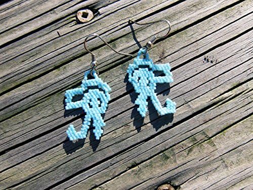 Handmade beaded Eye of Horus earrings in blue