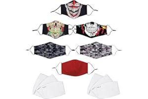 KaWaii Face Cloth Mask For Adult Men Women Senior Adjustable Reusable Washable 6 Masks + 6 PM2.5 Pads