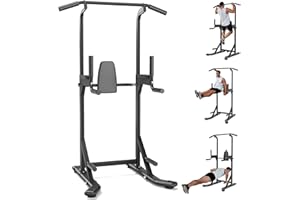 Free Standing Pull Up Bar, 450 LB Capacity Power Tower Dip Station for Home Gym, Height Adjustable Pull Up Station with Back 