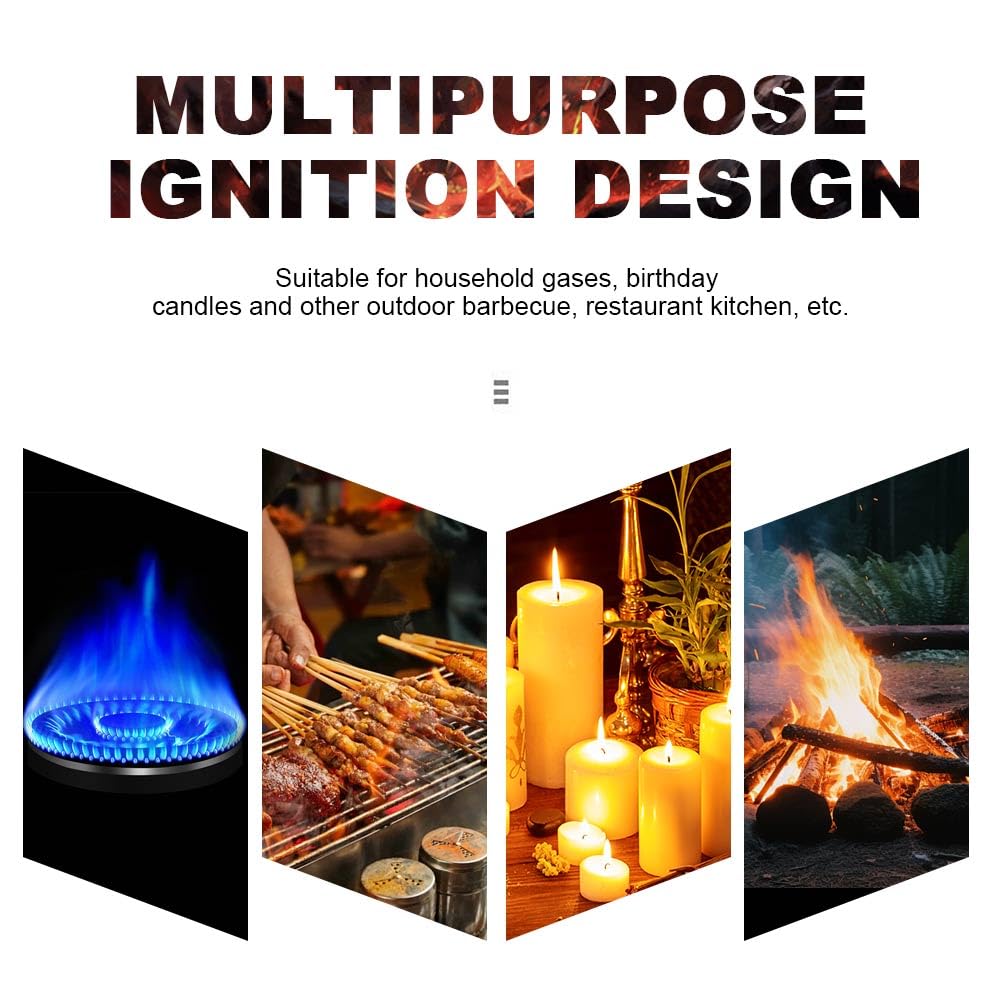 Butane Lighter, 4pcs Refillable Long Flame Lighter for BBQ Candle(No Butane Inside)