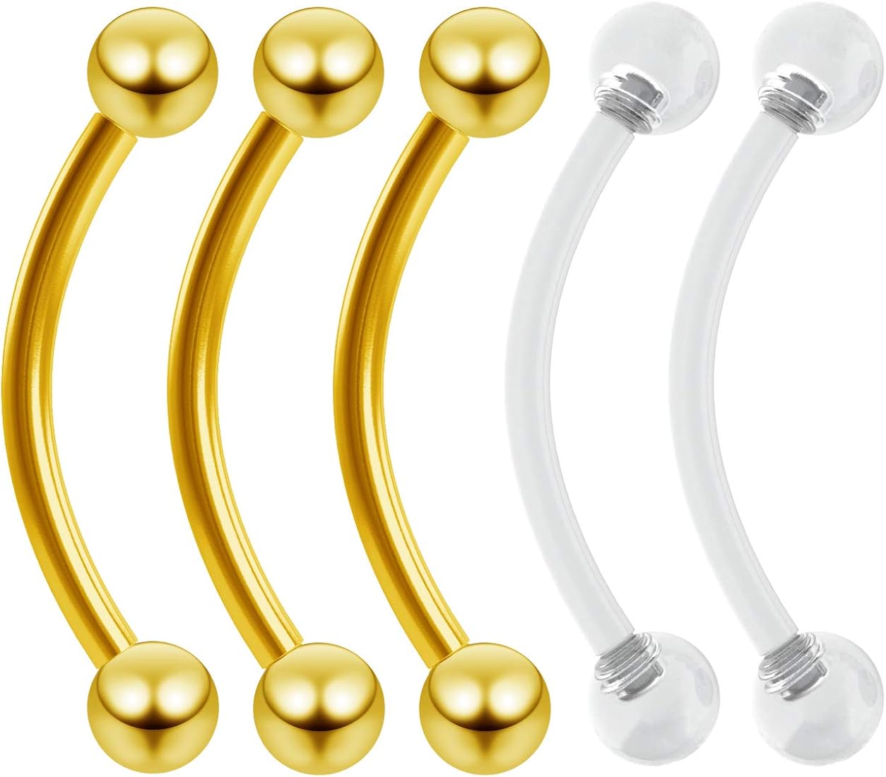 Bling Piercing 3pc 16g Curved Barbell 16g Vertical Labret