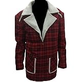 Men S Red Cross Checked Shear Ling Jacket Coat Buy Online In Andorra At Andorra Desertcart Com Productid