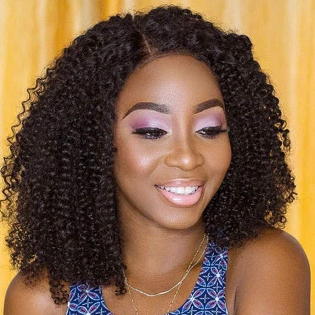 PANEWAY Curly Bob Lace Front Wigs Human Hair 4x4 Curly Lace Closure Wigs Human Hair Curly Wigs for Black Women Brazilian Kinky Curly Wigs Pre Plucked With Baby Hair 150% Density 12 inch