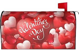 MIAOQUHE Pink Hearts Magnetic Mailbox Covers Happy Valentine’s Day Mailbox Covers Standard Size 18X21 Vintage Stripes Magnetic Mailbox Covers Mailbox Post Cover Decor for Outside