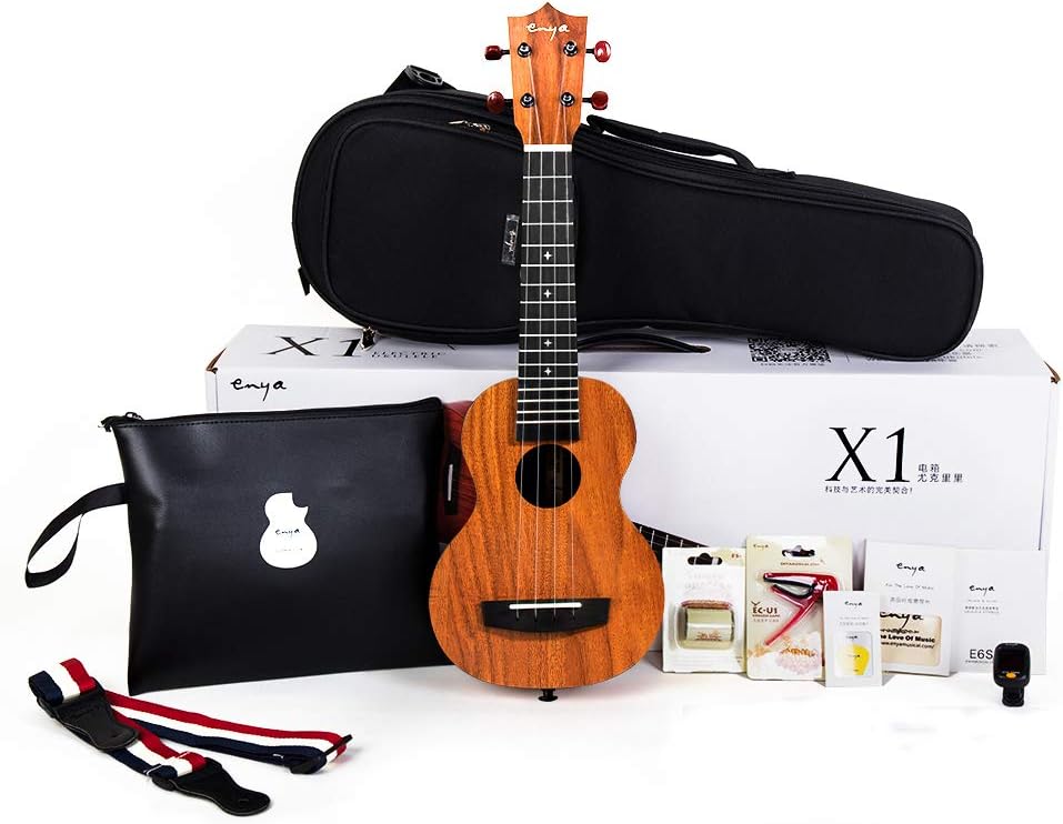 Enya Soprano Ukulélé EUSX1 Débutant Ukulele Kit KOA HPL 21 pouces