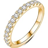 IMOLOVE Moissanite Wedding Band Wedding Rings for Women 925 Sterling Silver Rings with 18K White Gold Plated Eternity Stackable Engagement Ring Anniversary Band Size 3-12