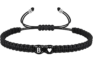 COLORFUL BLING Initial Bracelet for Women Gifts Handmade Rope Braided 26 Alphabet Letter Heart Sister Daughter Mom Mother's Day Friendship Wristband Jewelry