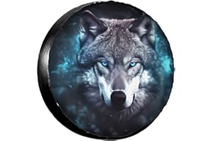 EUGZAK Rv Spare Tire Covers for Rv Trailers Wheel Protectors Tyre Covers Weatherproof and Dustproof Wheel Covers Universal Fit for Trailer Rv SUV Truck Travel Trailers Camper 15" - Wolf