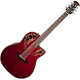 Ovation Celebrity Collection 6 String Acoustic-Electric Guitar, Right, Ruby Red, Super Shallow Body (CE48-RR)