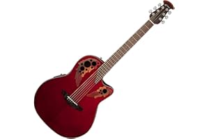 Ovation Celebrity Collection 6 String Acoustic-Electric Guitar, Right, Ruby Red, Super Shallow Body (CE48-RR)