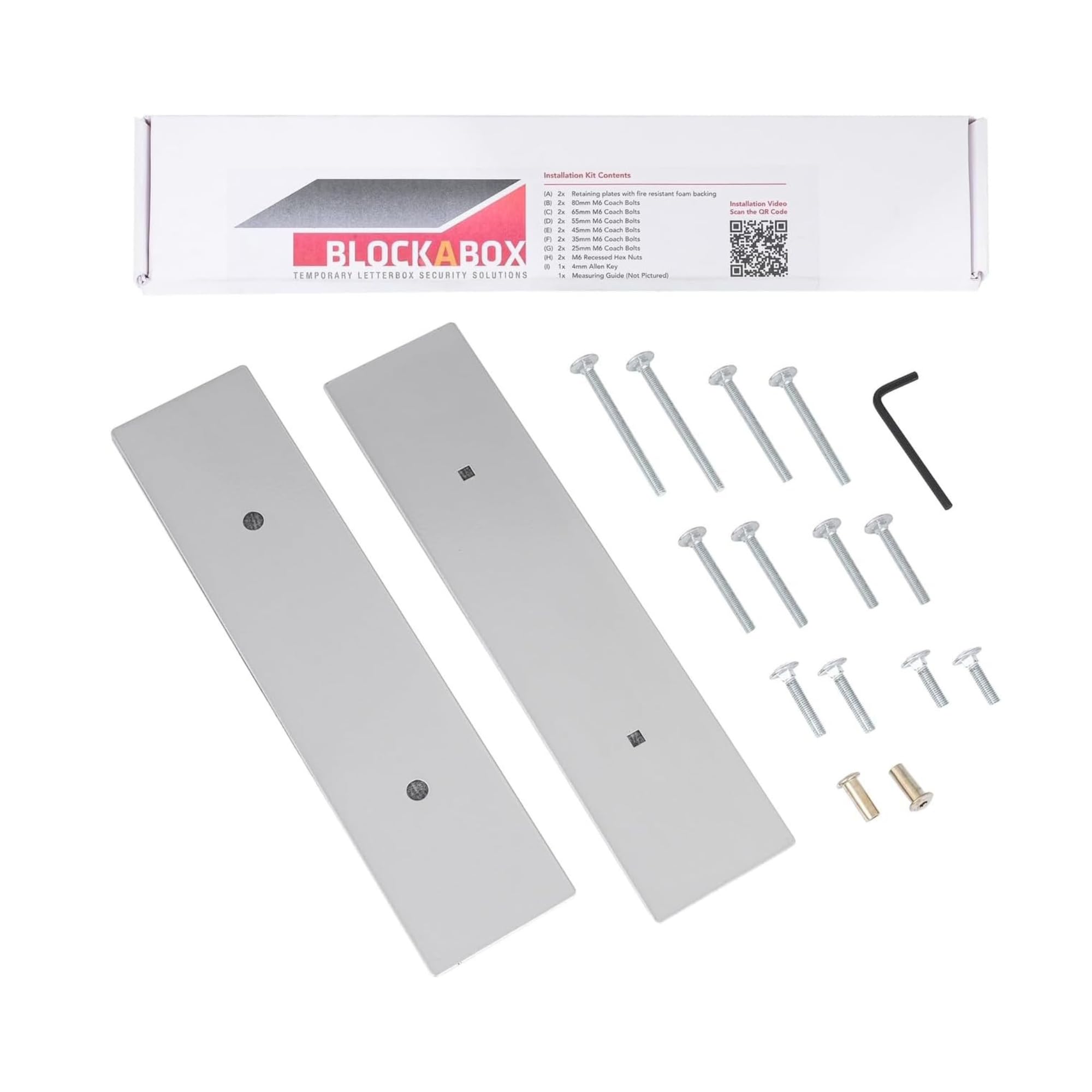 Blockabox – Silver Coloured Powder Coated Anti Arson Letterbox, Letterbox Cover, Letter Box Blocker, Empty & Void Property, Ideal for Landlords (320mm x 75mm) (Silver)