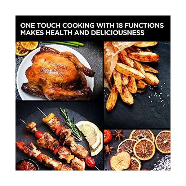 CalmDo Air Fryer Oven, 12 Liters Tower Low Fat Oven, 18 Preset Programmes Oil Free Frying Cooking with LED Touch Screen Temperature & Timer Control, 10 Accessories & Recipes Included (XX-Large)